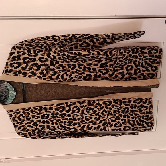 J. Crew Factory Sweaters - J crew Leopard open front cardigan sz L